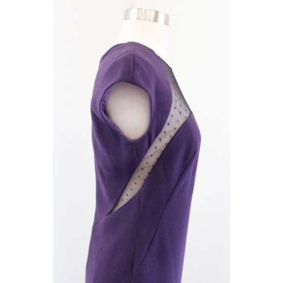 Emilio Pucci Purple Wool Blend Black Mesh Cutout Sheath Dress Size US 4 - Picture 6 of 8